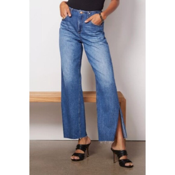 Evereve Ever Slouchy Jeans 27 High Rise Wide Flare Leg Whiskers Boho - Picture 1 of 12